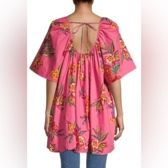 NWT FREE PEOPLE JODIE COTTON PRINTED TUNIC SIZE L COLOR:SUNRISE COMBO - Picture 4 of 11